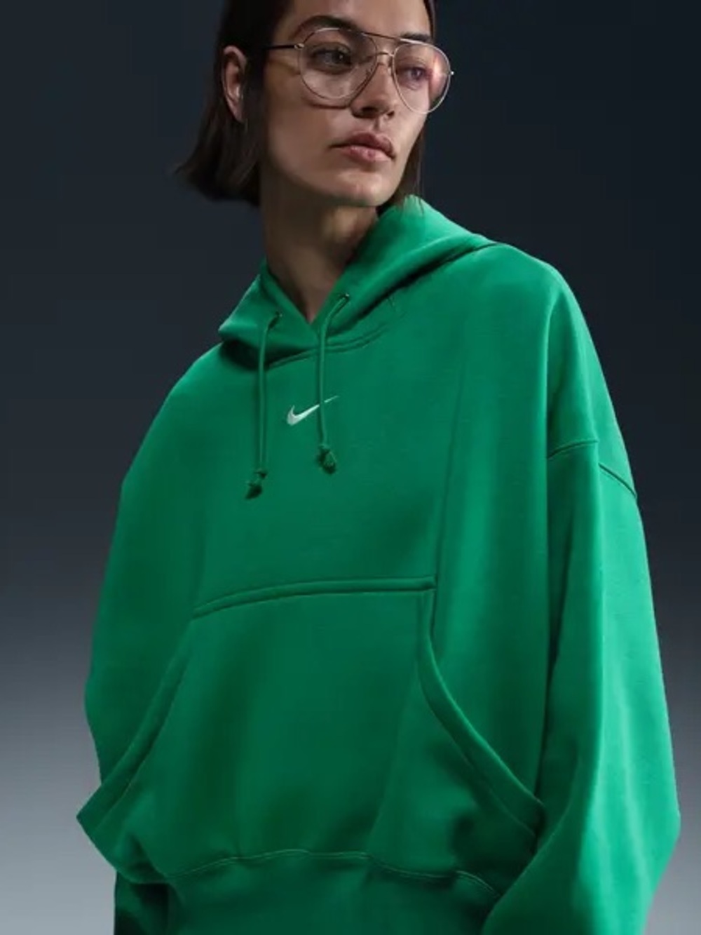 Nike Green Men's Hoodie with White Swoosh